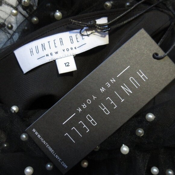 NWT Hunter Bell Bennett in Black Pearl Embellished Mesh Tulle Maxi Dress 12 - Picture 4 of 6